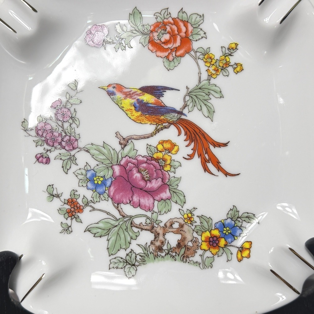 Vintage Hollohaza Hungary Bird Floral Porcelain Trinket Dish Chinoiserie 732 - Picture 4 of 9